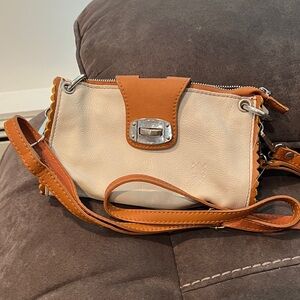 Two-Tone Leather Shoulder Bag Pelle made in Italy